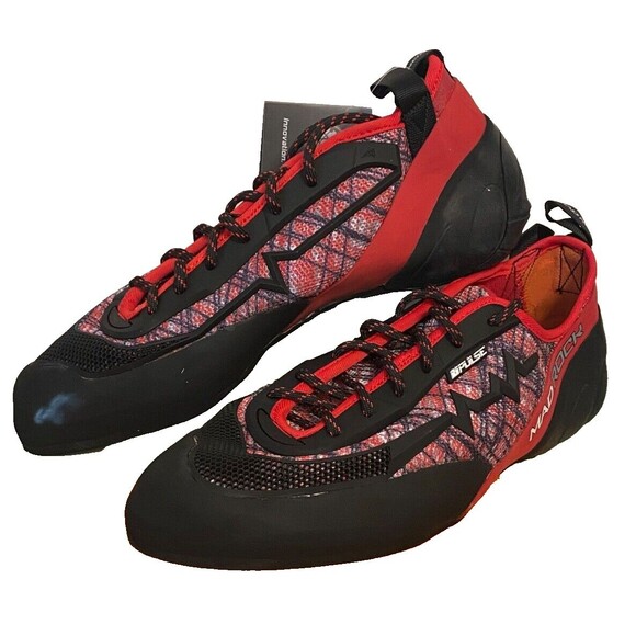 NIB Mad Rock Men's 11.5 Rock Climbing Shoes PULSE Negative Red Black Lace Up - Picture 1 of 14